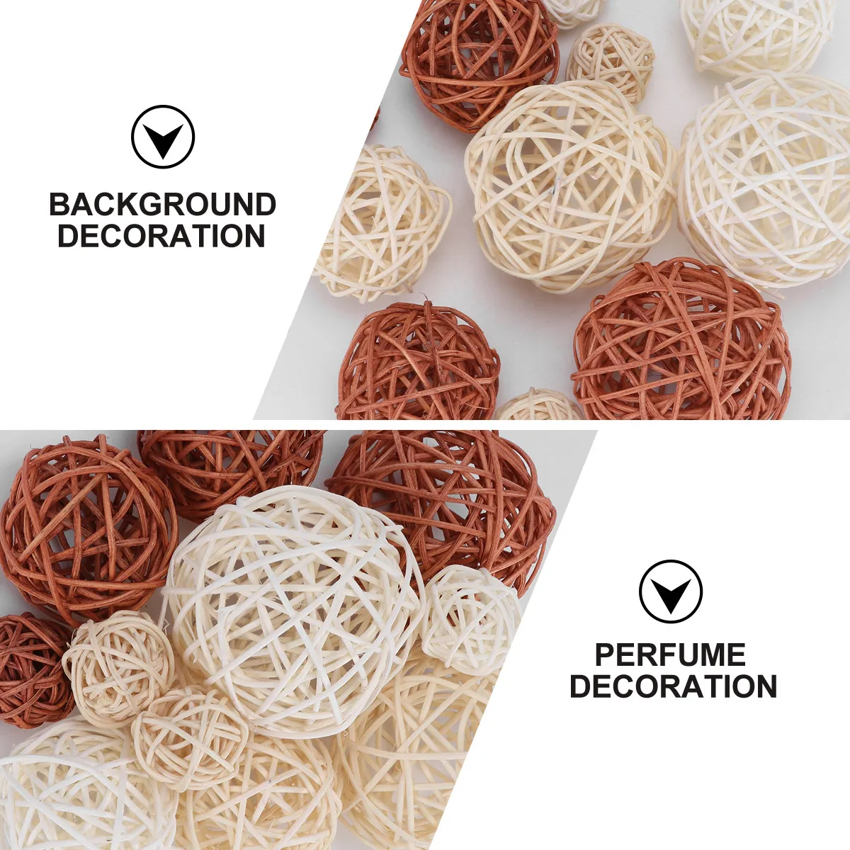 12Pcs Weave Rattan Ball Pendant Vine Craft Decorative Hanging Ornaments Layout Supplies Home Office Wedding Party Background