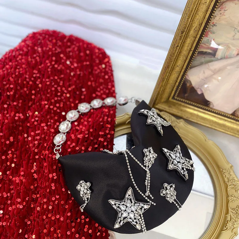 

Elegant Star Fringe Rhinestone Shoulder Bag Stylish Quilted Crossbody Clutch Vintage Evening Bags Party Wedding Dinner Bags