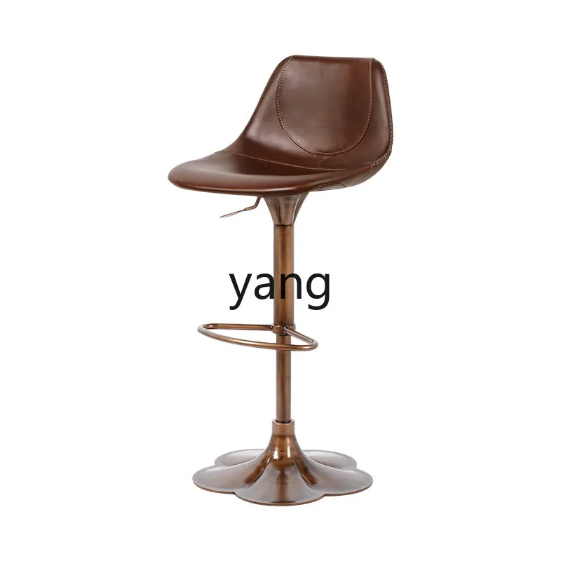 LTT leather cowhide bar chair light luxury Italian minimalist modern minimalist leather bar chair