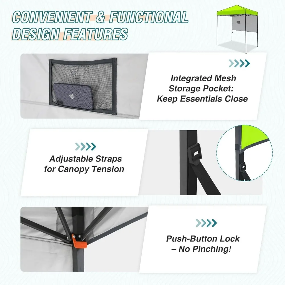 Tragbares, leichtes 6x4-Sofort-Pop-Up-Überdachung mit verstellbarer Sonnenwand, kompaktes und einfach einzustellendes Zelt für Veranstaltungen im Freien
