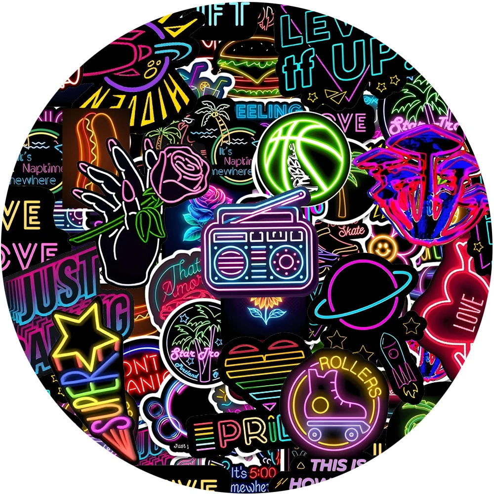 10/30/50pcs Fresco Neon Del Fumetto Graffiti Adesivi Estetica Impermeabile Graffiti Telefono Laptop Notebook Fresco Adesivo Decalcomanie Giocattoli