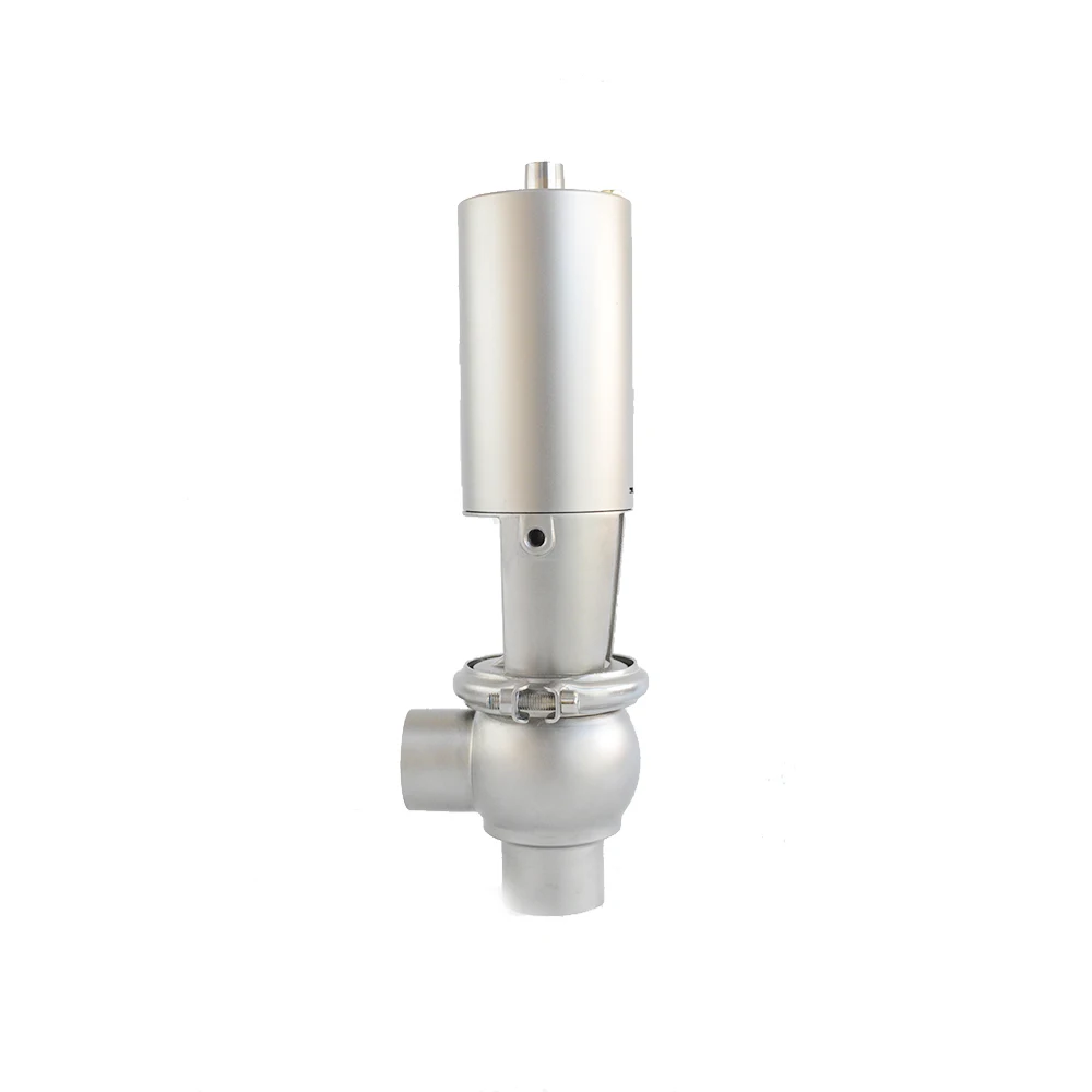 Intelligent Sanitary Stainless Steel Angle Valve Single or Double Seat Reversing Reverse  Cut-off Valve with Pneumatic Actuator