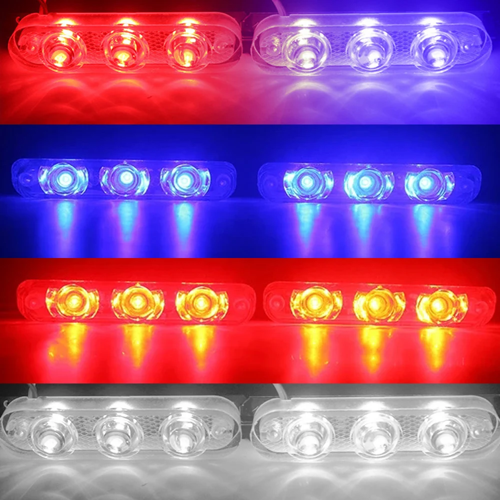 Luces estroboscópicas Led de policía para coche, luces intermitentes de 3 leds, estroboscopios de Flash automático, luz estroboscópica de