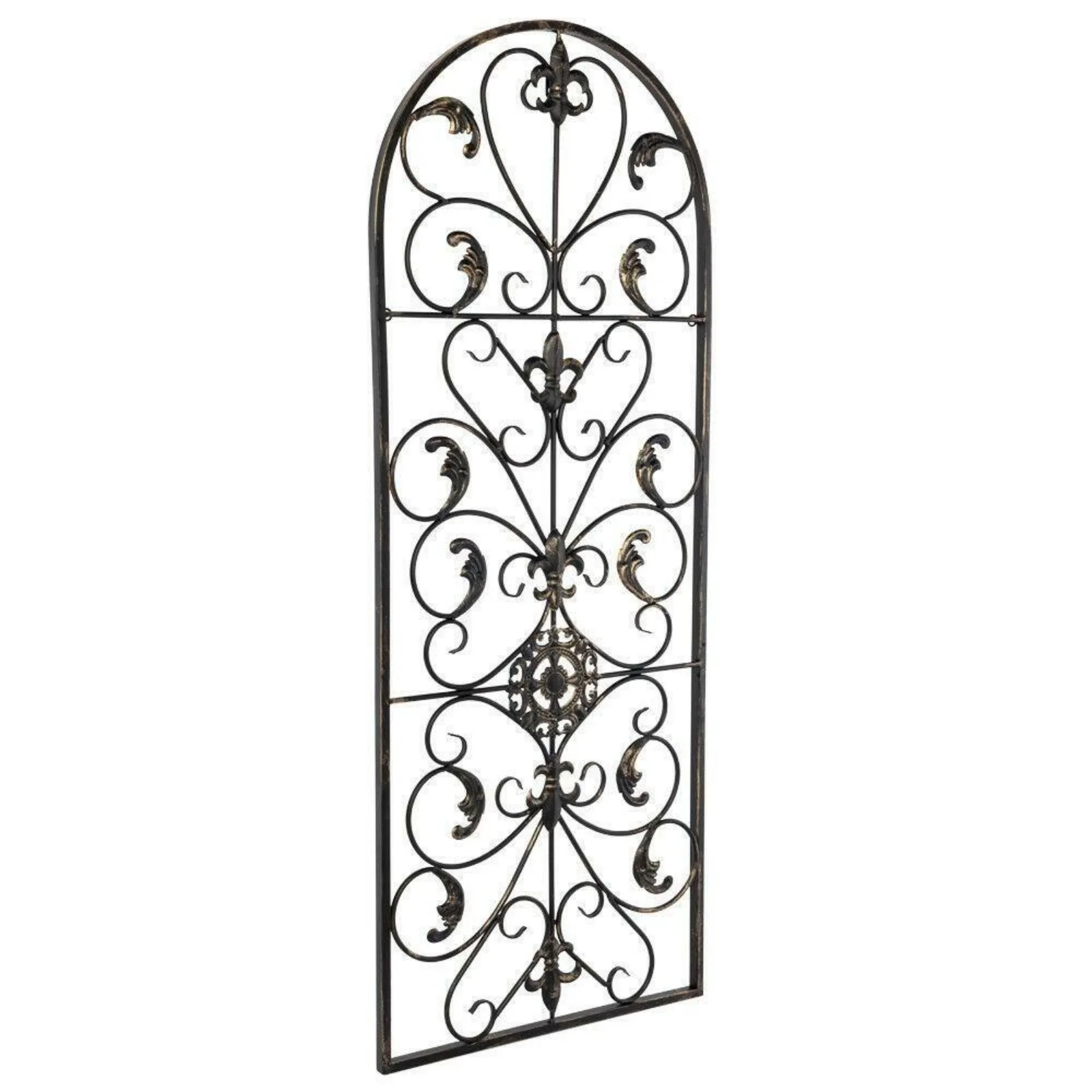 

Arched Wrought Iron Wall Art Sculpture Vintage Tuscan Indoor Outdoor Gate Decor United States