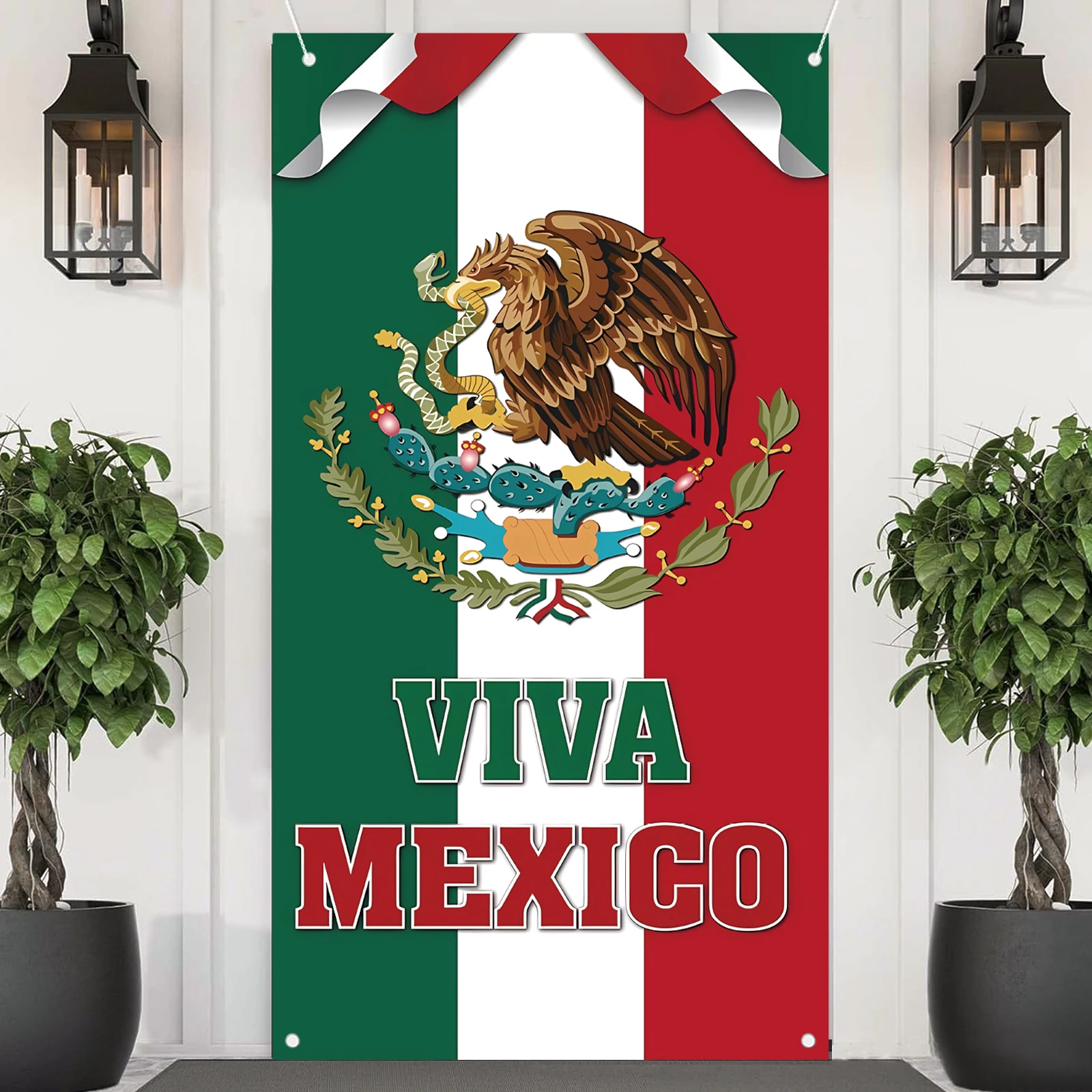 Viva México cubierta De puerta Dia De La Independencia Día De la Independencia mexicana cartel para puerta delantera fotografía decoración del porche del hogar