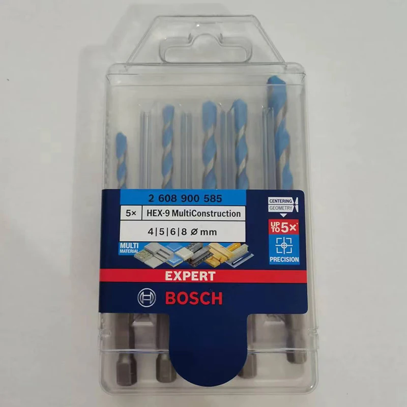 Bosch Hexagon Shank Drill Bit 4/5/6/6/8mm 5Pcs Tile Wood/Glass/Ceramic/Cement /Alloy Punching Triangle Drill Bits 2608900585