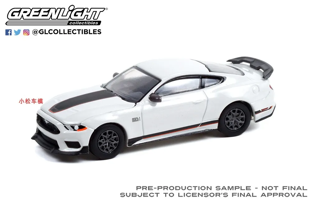 

GreenLight 1:64 2021 Ford Mustang Mach1 VIN # 001 модель микроавтомобиля из сплава, коллекция украшений, игрушечный автомобиль в подарок