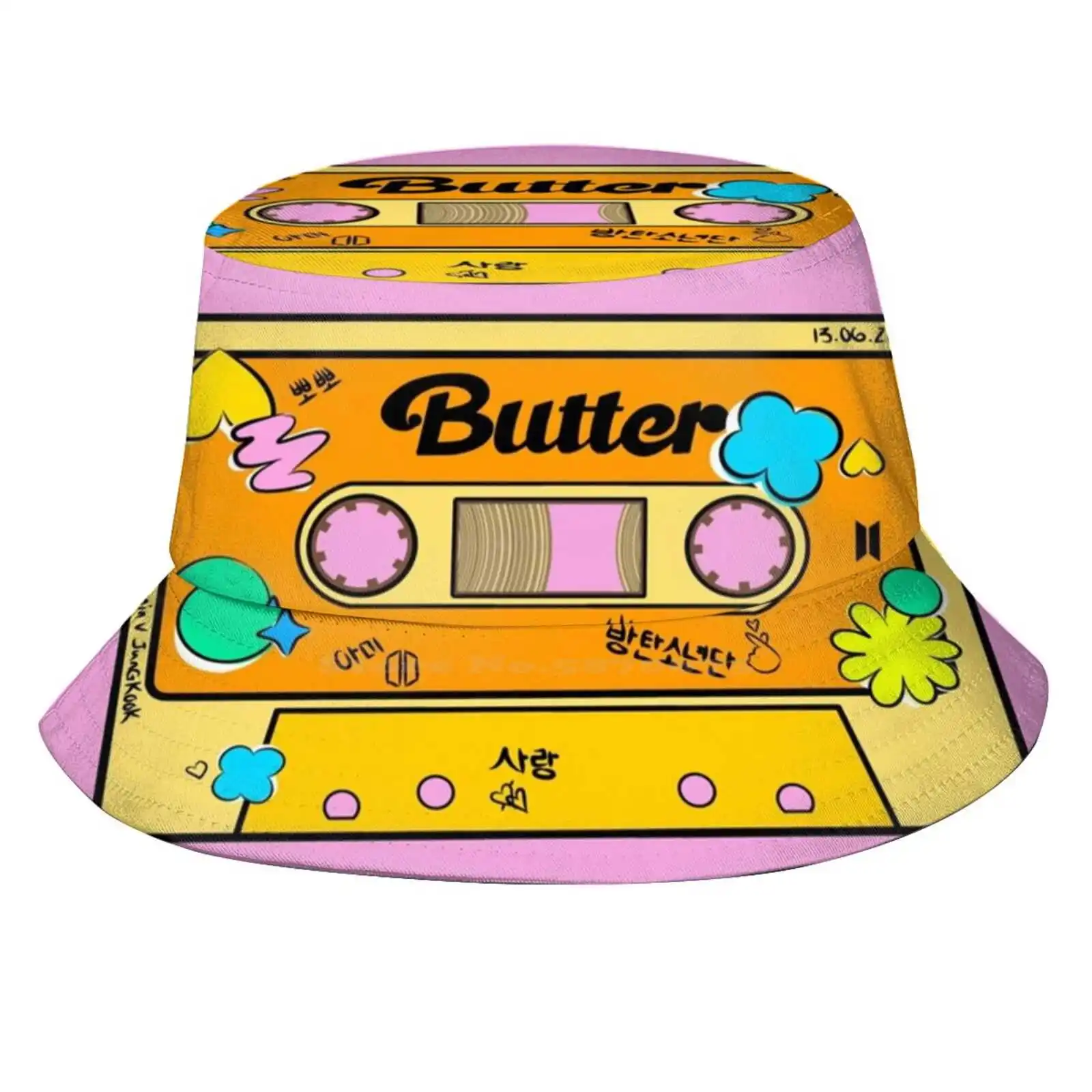 Butter Cassette Tape Sun Cap Fisherman Hat Bucket Hats Permission To Dance Butter Cassette Tape Retro Hangul Boys Namjoon Kim