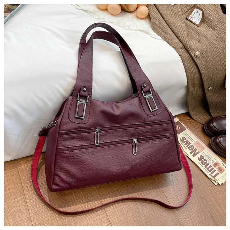 Large Capacity Retro Fashion Simple Casual Women's Shoulder Bag Tote Bag Commuter Crossbody Bag Urban Minimalist Style PU Mat...