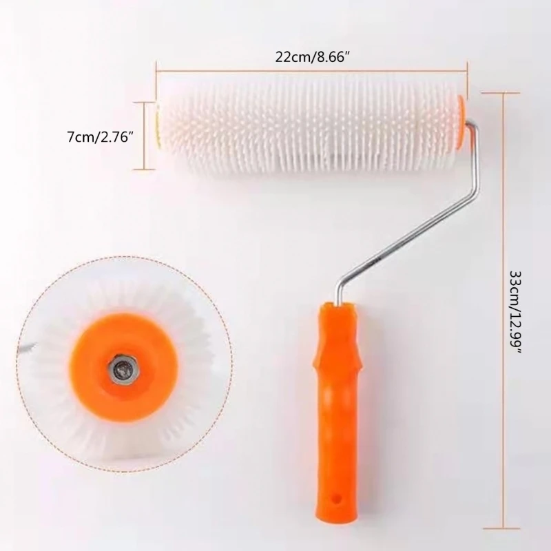 9inch/23cm Latex Floor Self Leveling Screed Spiked Roller Brush Paint Roller Smooth Level Screed Flooring Roller M4YD