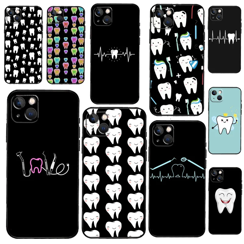 Dentist Dental Teeth Tooth Doctor Phone Case on For iPhone 13 12 11 14 15 16 Pro Max Plus XR X XS MAX Soft Back Cover