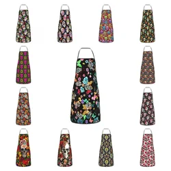 Unisex Sugar Skulls Flower Apron Kitchen Chef Cooking Baking Bib Men Women Day Of The Dead Tablier Cuisine for Painting