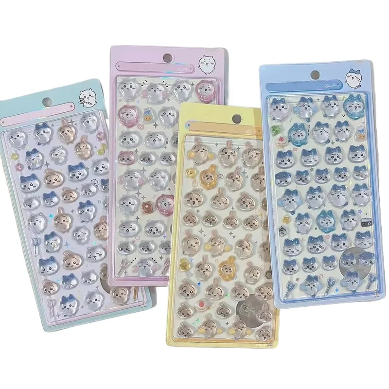 Schattige Cartoon Chiikawa 3D reliëf stickers Kawaii Seal Puff DIY decal sticker voor scrapbook laptop telefoonhoesje kristallen stickers - afbeelding 2