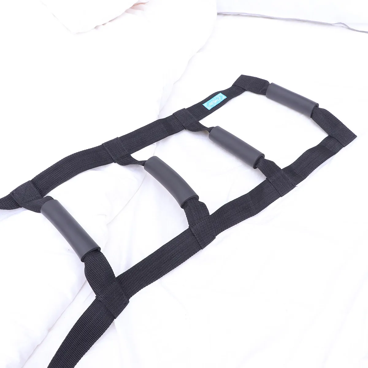 

Bed Ladder Sit Up Assist Device with 4 Cushioned Hand Grips Adjustable Strap Heavy Duty Nylon Webbing for Elderly Seniors
