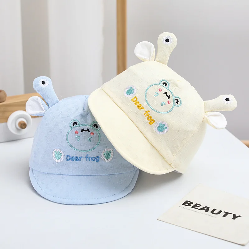 3 Colors Spring Newborn Baby Cartoon Frog Baseball Cap Pink Cotton Infant Hat for Girls Boys Outdoor Sunbonnet Headwear 0-6M