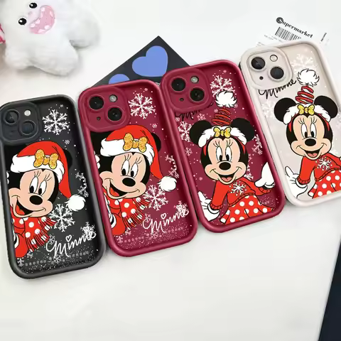 Winter Christmas Minnie Mouse Case For Samsung Galaxy S25 FE S25 Ultra S24 S23 S22 S21 S20 Ultra Plus FE 5G Phone Case Lovely
