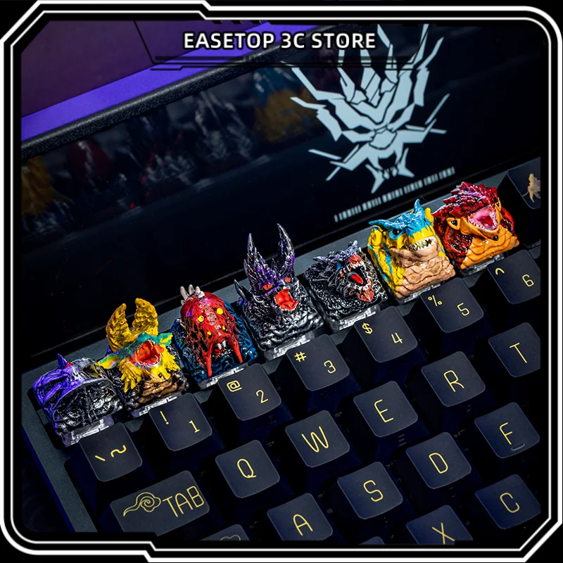 Mechanical Keyboard Keycaps Resin Keycaps 3d Printed Suitable Cross Axis Personalized Creative Monster Hunter Keycaps Single