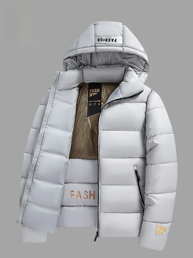 

Lormen Winter Thiened Casual Men's Cotton Jaet Coat with Hat Removable Windproof Warm Busin Gentleman Sle Nylon