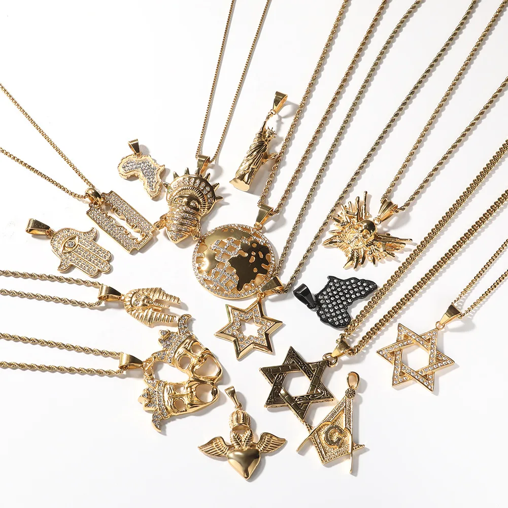 

Кулон в стиле хип-хоп из нержавеющей стали, европейский и американский стиль панк-рок, простое и универсальное ожерелье с подвеской