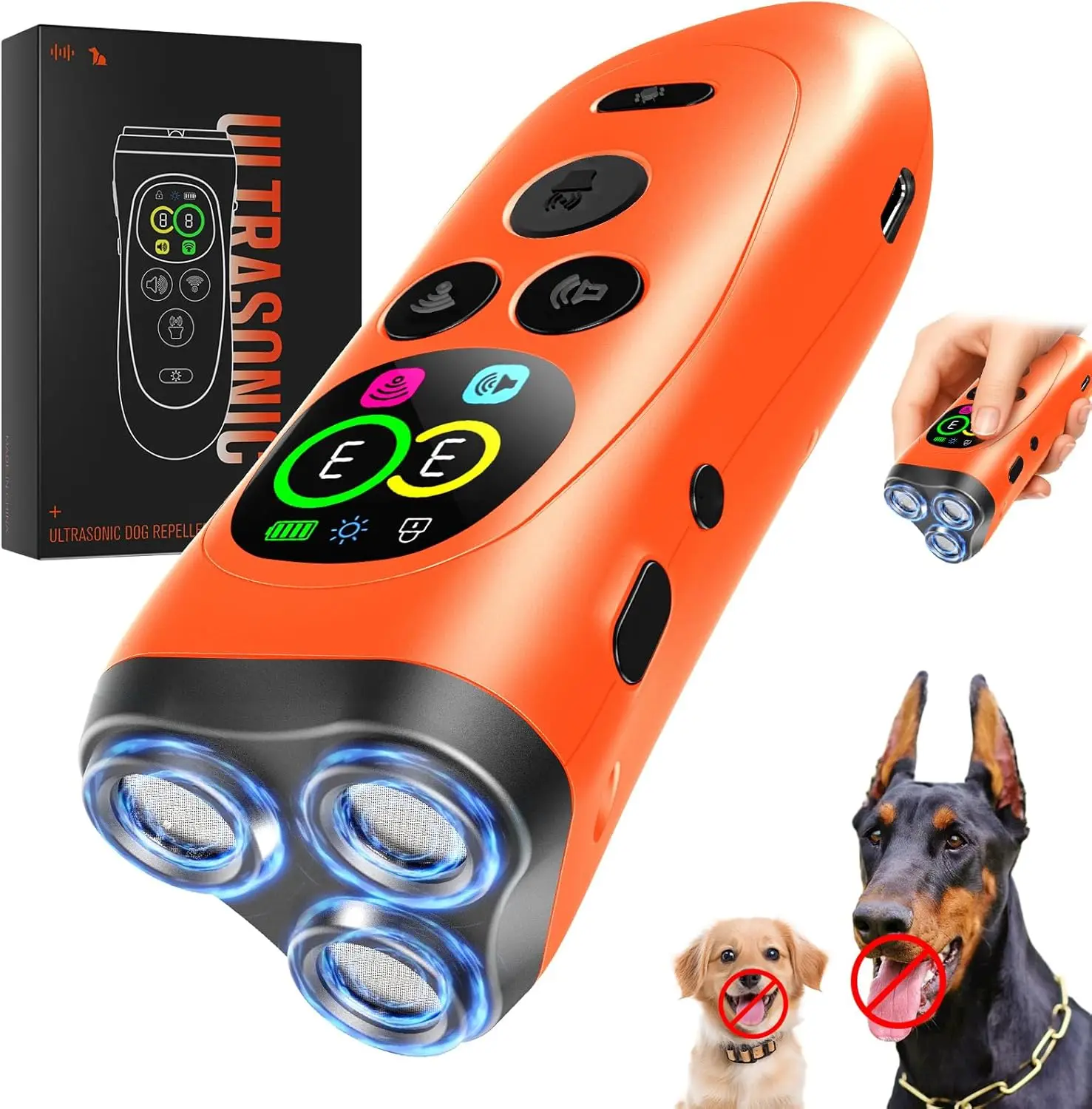 

Dog Bark Deterrent Device, 3X Ultrasonic Anti-Bark Device Featuring 7 Modes To Correct A Dog's Undesirable Behaviors