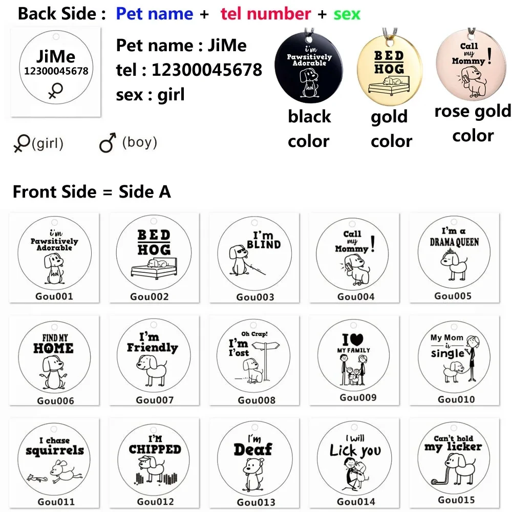 Free Engraved Pet ID Tags for Puppy, Custom Keyring Anti-lost Name Personalized Pendant, Kitten Collar Tag Dog Accessories