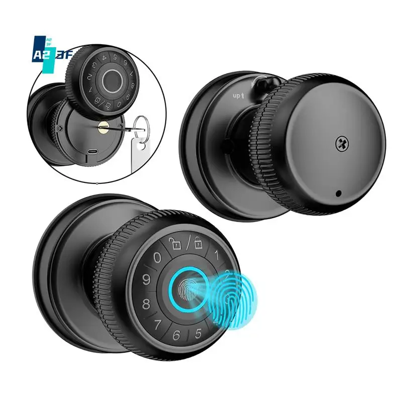 

A23F-4-In-1 Smart Door Knob, Fingerprint Door With App Control, Smart Fingerprint Door Lock With Keypad, For Home,Office