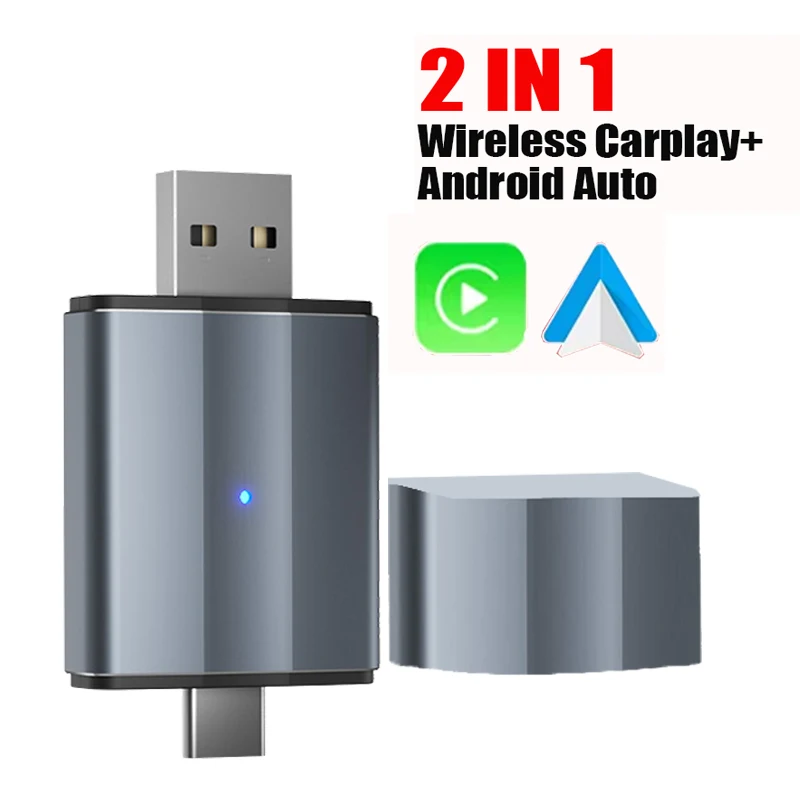 

2 in 1 Wifi Carplay Box Android Auto Adapt Wireless Carplay Display Bluetooth 5.0 Type C & USB For Wired Smart Box OEM Upgrade