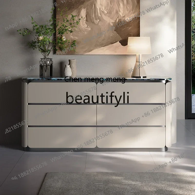 

CC Italian minimalist marble six-bucket locker floor-to-ceiling high-end light luxury solid wood dining side cabinet