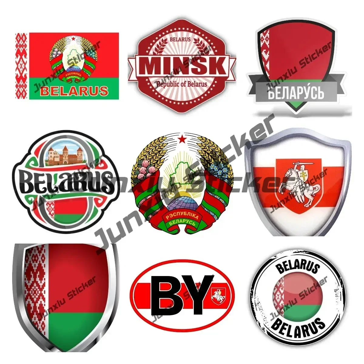 

Belarus BY Belorussian OVAL Stickers Flag Decal Coat of Arms of Belarus Minsk Waterproof Car Sticker Motorcycle Laptop Stickers