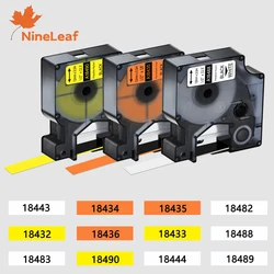 Cintas de nailon de vinilo de poliéster Industrial para Dymo Rhino, etiqueta negra sobre blanca/amarilla para 3M PL150, 9/12/19mm, 18443, 18488, 18432, 1PK