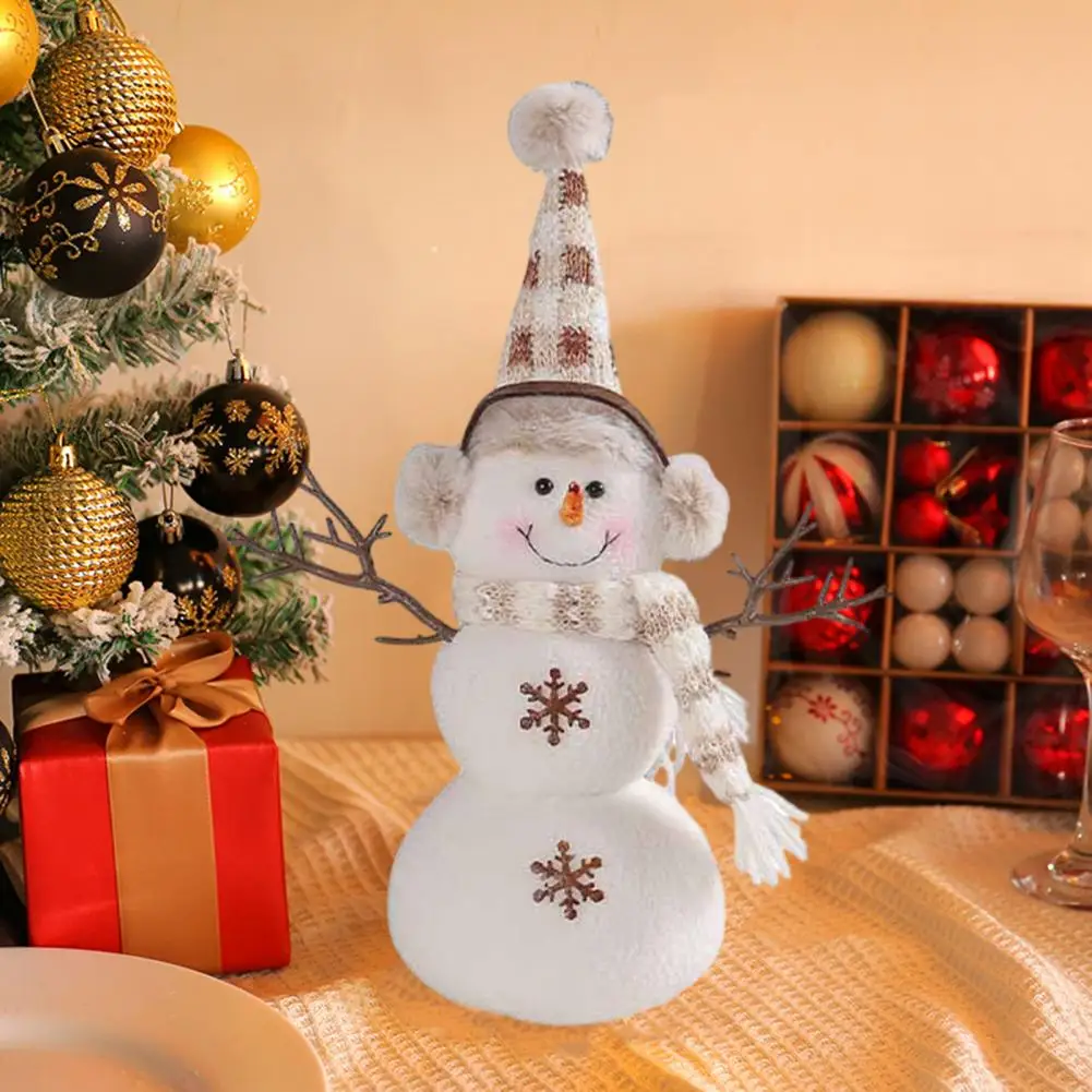 Christmas Toy Snowman Figurines Adorable Christmas Snowman Ornament Extra Soft Wear Resistant Toy for Xmas Holiday Party Desktop