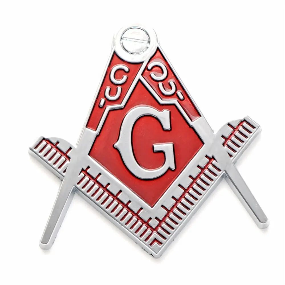 Chrome Red Freemasonry Free and Accepted Masons Car Sticker BadgeTruck Body Fender Emblem