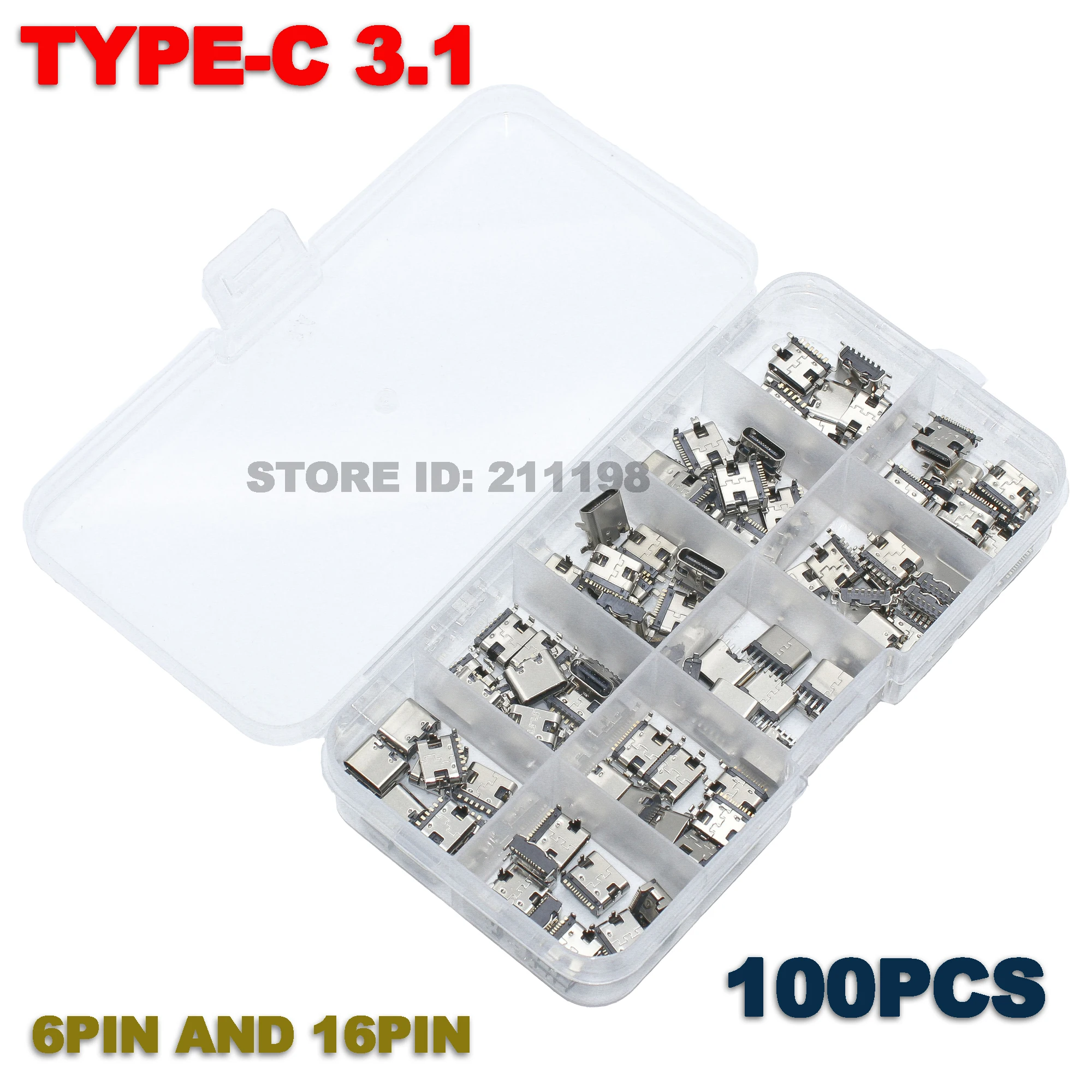 10Models Type-C 3.1 6Pin And 16Pin Usb Charging Dock Connectors Mix Use For Mobile Phone And Digital Product Repair Kits