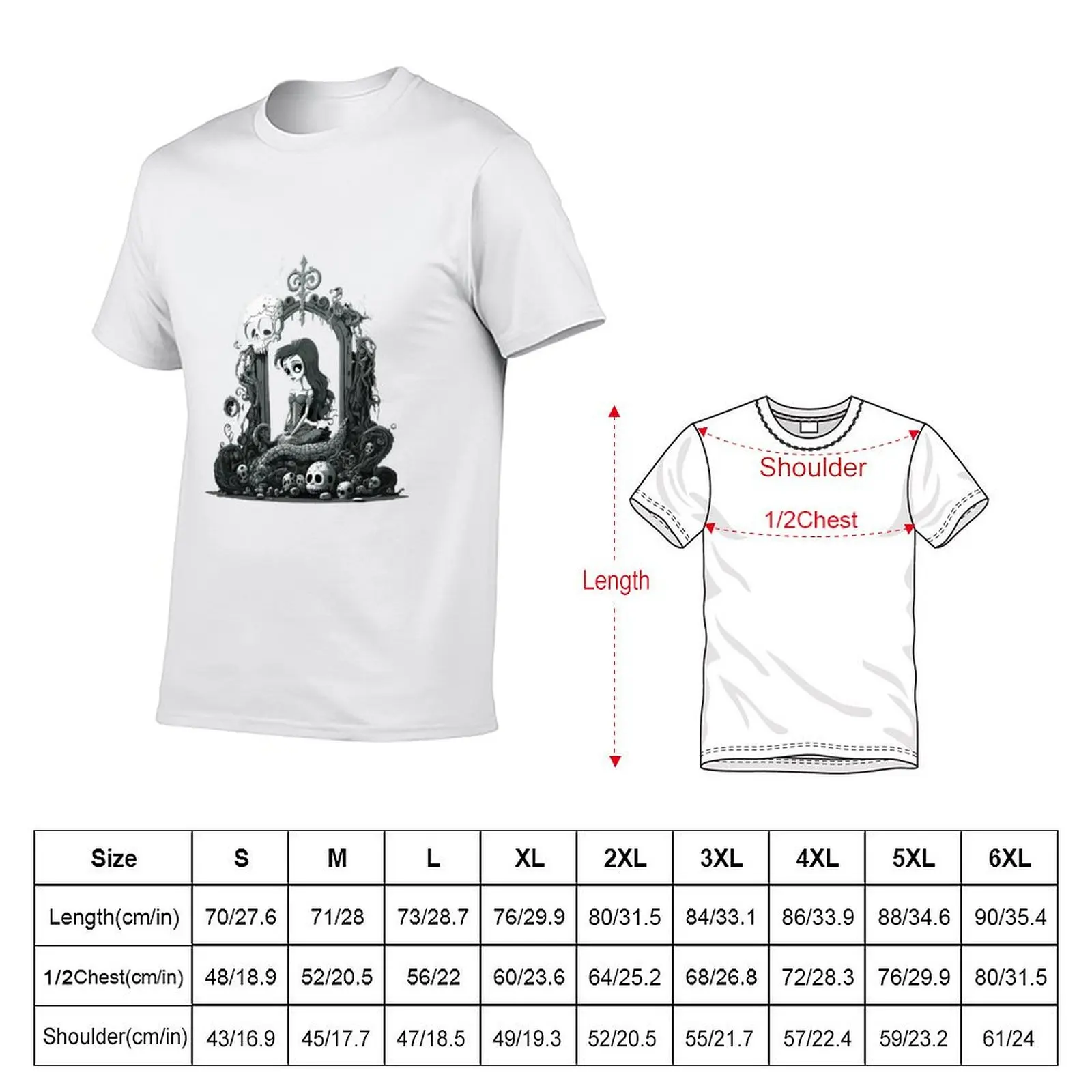 Undead Zombie Mermaid Girl Fantasy Goth Sticker T-Shirt Lightweight Running T-Shirt