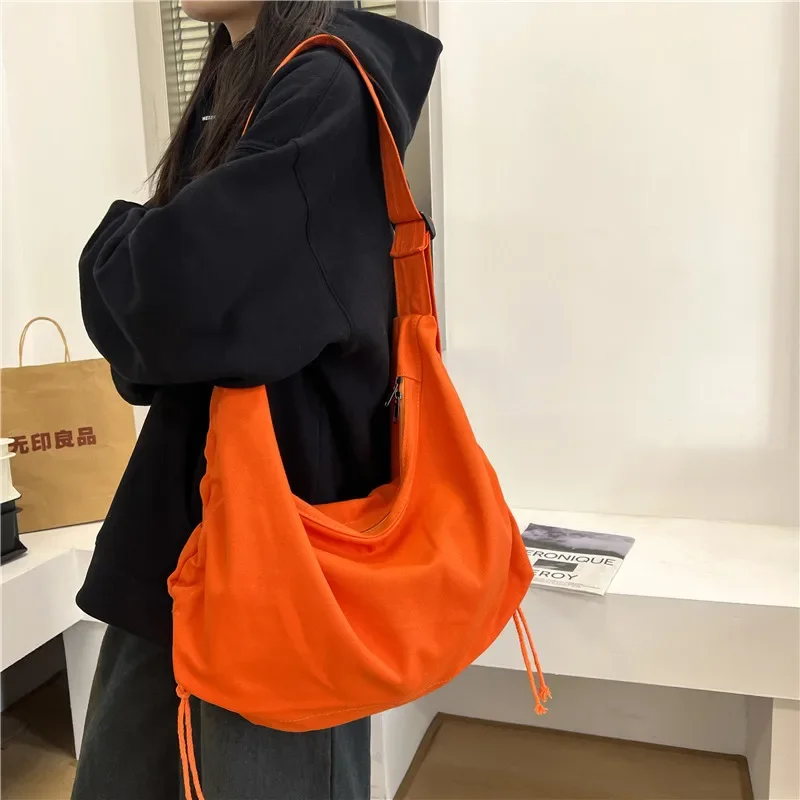 Bolso cruzado informal con compartimentos interiores para mujer, bolsa de lona de gran capacidad con hilo de coser, 2024