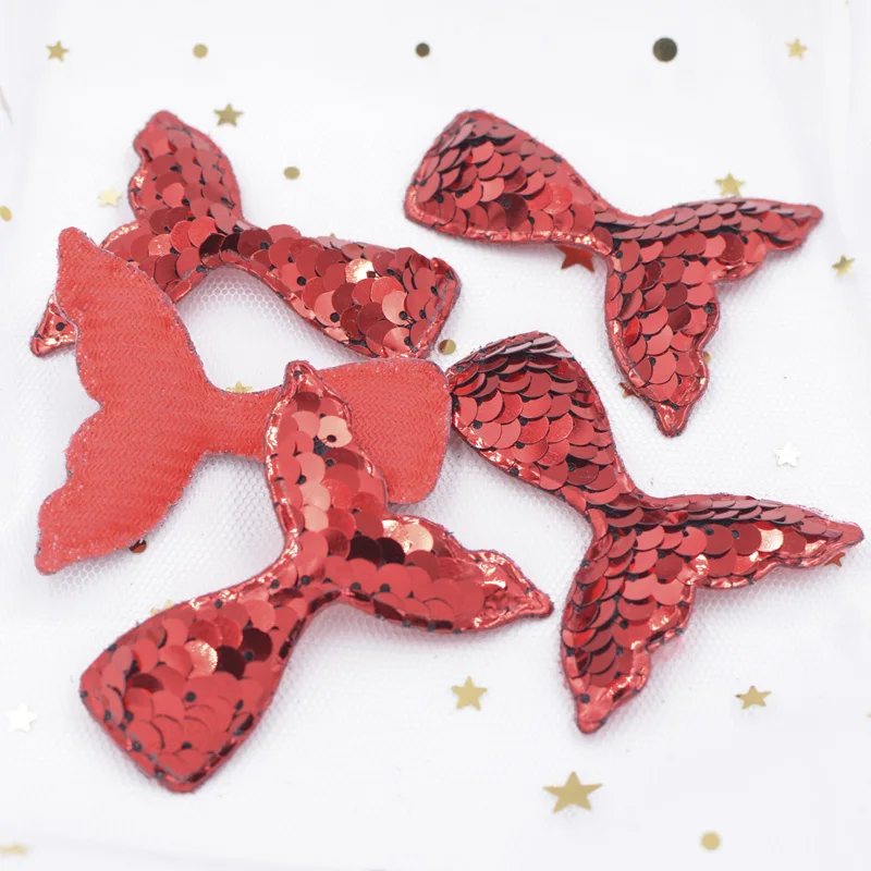 16Pcs Colorful Paillette Padded Patches Glitter Mermaid Tail Appliques for Clothes Sewing Supplies Hair Hat Decor Ornament