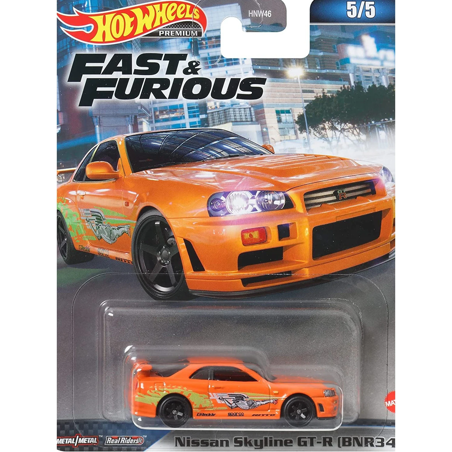 Hot Wheels Fast and Furious Cars Nissan Skyline GTR BNR34 /MAZDA RX-7 FD/PORSCHE 718  1/64 Die-cast Model HNW46