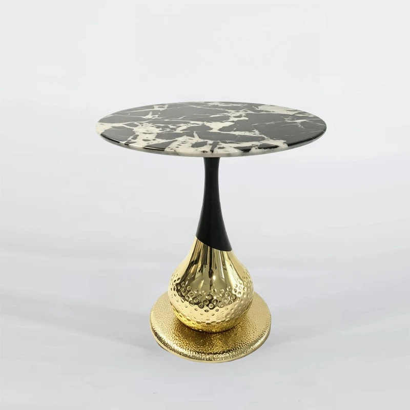Italian minimalist luxury stone marble edge table living room sofa small coffee table balcony light luxury stainless steel