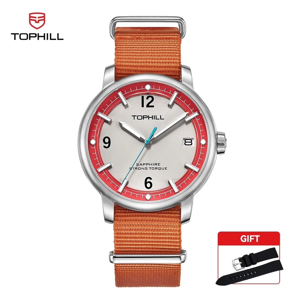 TOPHILL Quartz Watch For Men Luminous watches Casual Sport Watch Sapphire Watch Valintage watch 2 straps