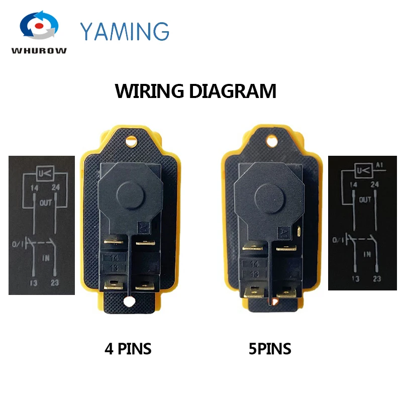 YCZ3-A Electromagnetic Switch 4/5 Pins 110/220V On Off Momentary Reset Push Button Red Green Can Replace KJD17