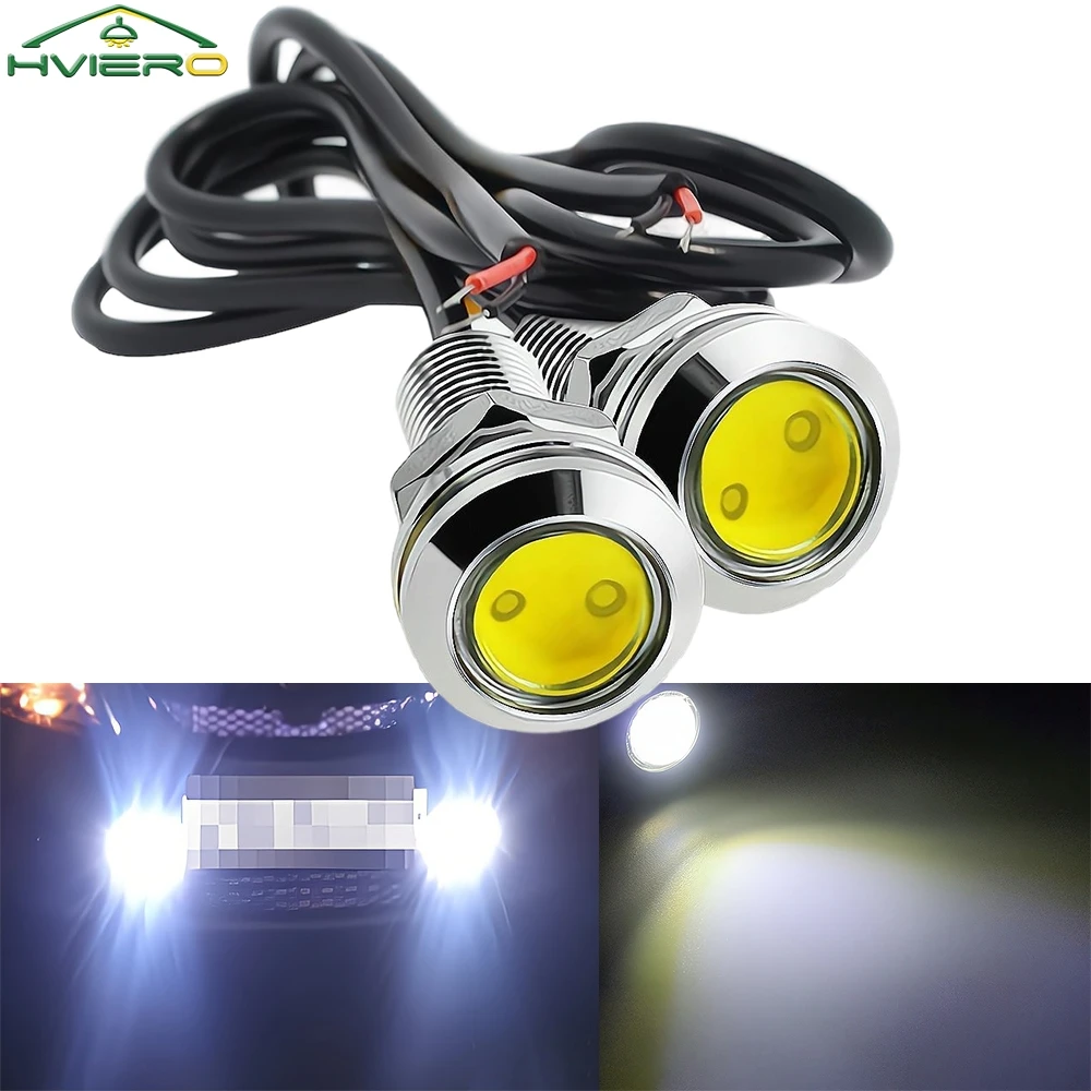 

2 шт. DRL Led Hawkeye серебряный корпус дневные белые ходовые 18 мм сигнал заднего хода стоп-сигнал поворот багажник Освещение лампа Дневной свет Drl Туман