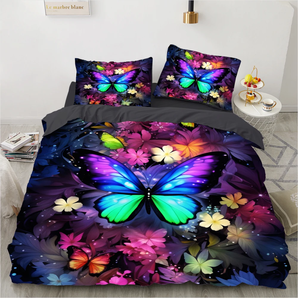 Colorful butterfly Bedding Set Comforter Cover 3D Duvet Cover Home Textiles Single Twin Full King Size With Pillowcases