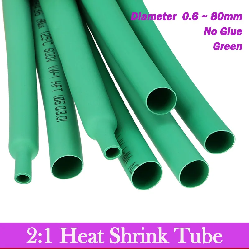 

1-25M Green Dia 0.6mm ~ 80mm 2:1 Heat Shrink Tube Polyolefin PE DIY Cable Repair Shrinkable Tubing Case Sleeve Wire Sheath Wrap