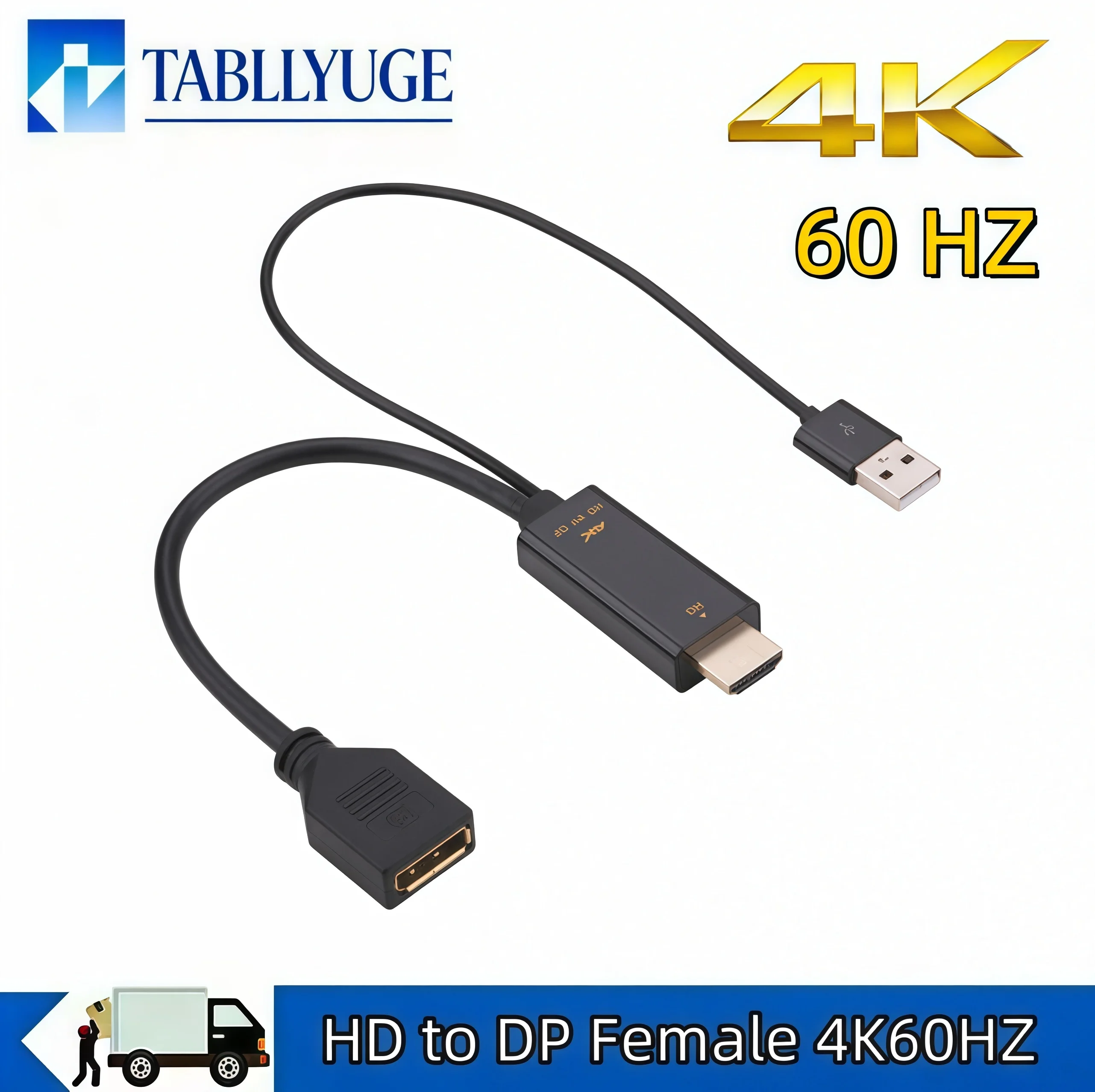 Cable adaptador HDMI a DisplayPort 4K 60Hz, convertidor HDMI a DP de alta velocidad, conector de vídeo universal
