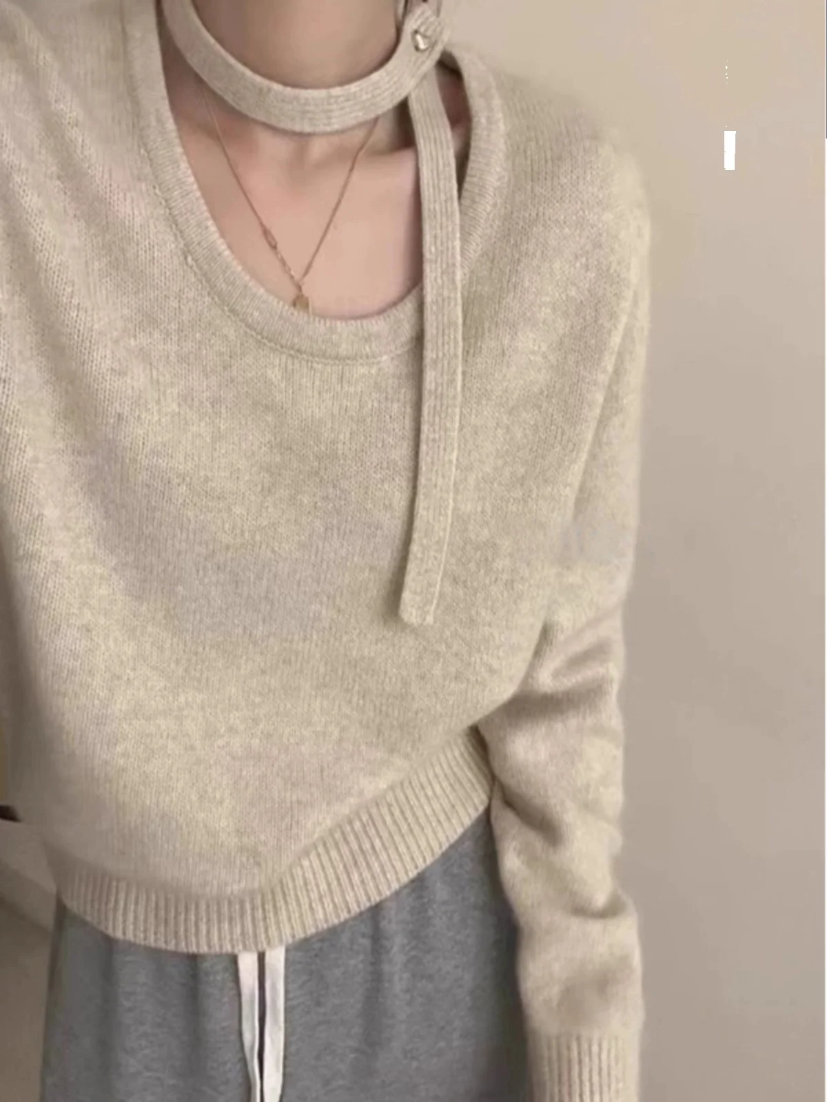 Ay suéter de malha fora do ombro feminino Faion Inner Wear Turtlene Design Sweet Sle Loose Fit Long Sve Top