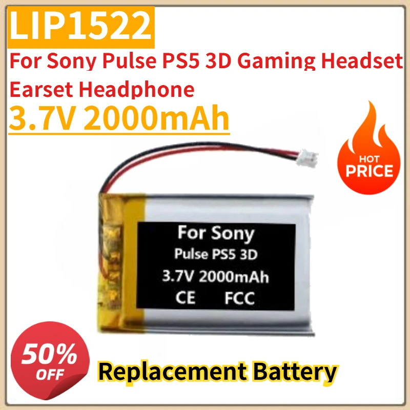 

High Quality New 3.7V 2000mAh LIP1522 Battery For Sony Pulse PS5 3D Gaming Headset Earset Headphone