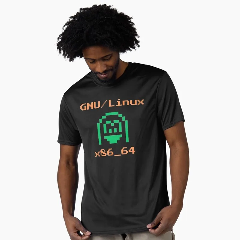 GNU/Linux x86_64 Graphic T‑Shirt for Programmer Software Engineers Geek IT Developer Fan Gift Tees S-6XL