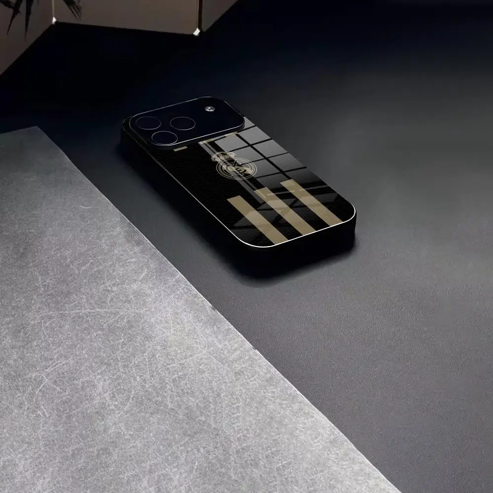 Real-C-M-MadridE-E Handyhülle aus Gehärtetem Glas für iPhone 17 15 16 14 12 13 11 Pro XS Max Plus Mini Cover