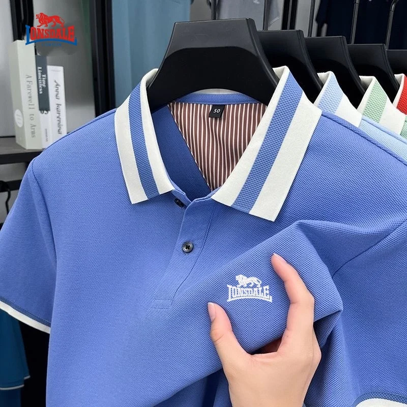 

New men's high-quality 100% pure cotton short sleeved polo shirt, summer trend fashion casual sweat absorbing cool top