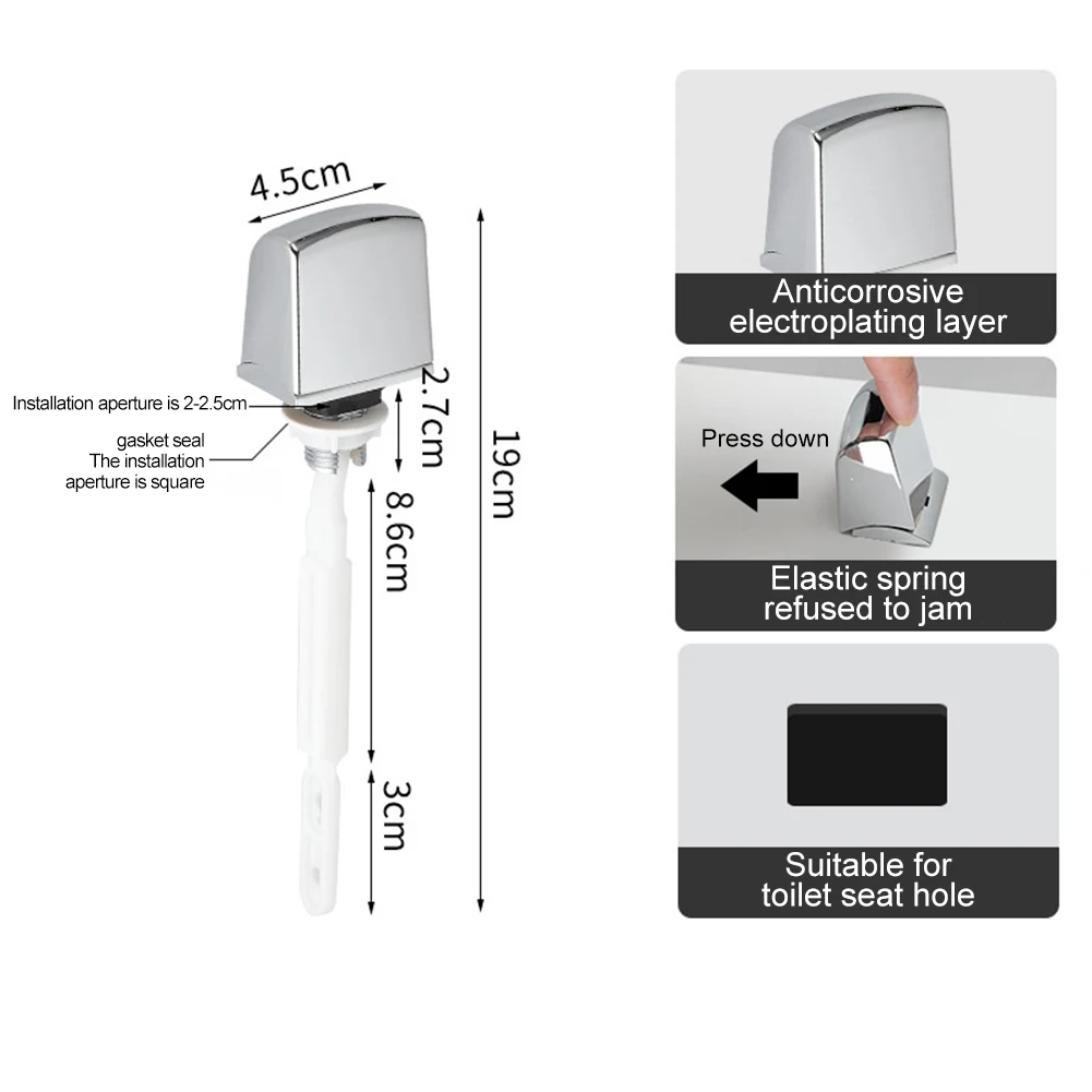 

1 шт. Универсальный рычаг для унитаза с одной кнопкой Сменный переключатель для бокового переднего резервуара 19*4,5 см диаметр монтажного отверстия 2-2,5 см